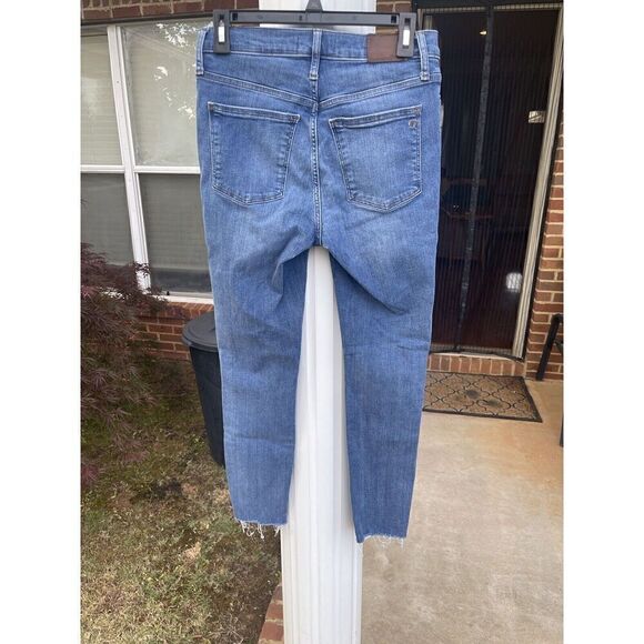 Madewell 9" Mid-Rise Skinny Jeans Size 28 Distressed Raw Hem - Picture 2 of 13